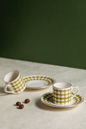 Hermia Peyda Juego de Tazas de Café Verde Claro, 4 Piezas